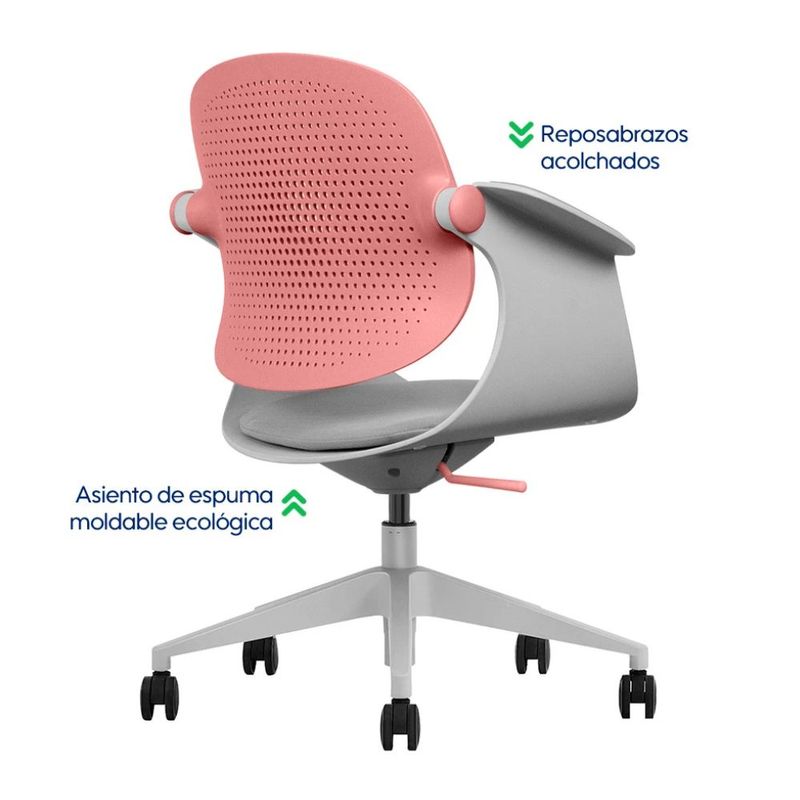 Silla de oficina Evox Ultimate F2G 150 kg rosa reposabrazos