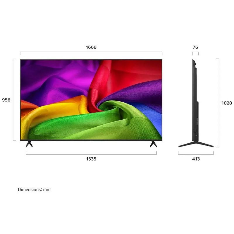 Smart TV LG 75" 75NU800BPSB 75 4K NanoCell medidas