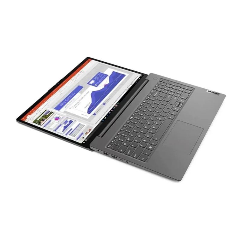 Laptop Lenovo V15 G4 AMN Ryzen 3 256 GB SSD gris extendido horizontal
