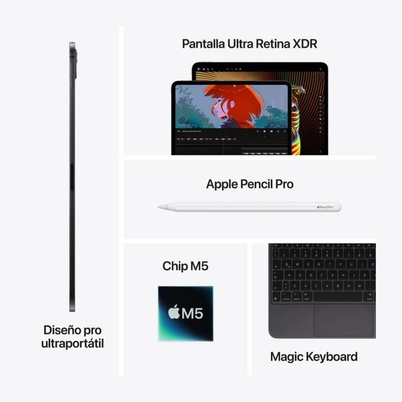 Tablet Apple iPad Pro 13" M5 512 GB y Pencil Pro space blackcaracterísticas