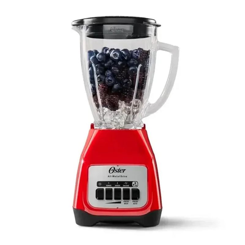 Licuadora Oster 1.5 L + hervidor 1.7 L rojo frontal