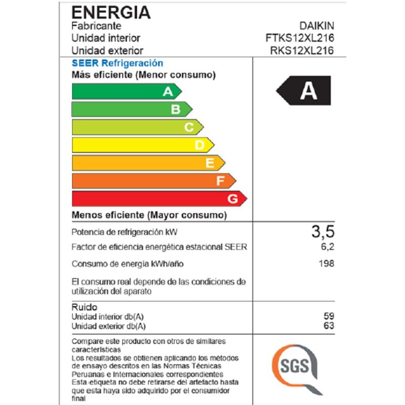 Aire acondicionado Daikin 12000 BTU Inverter características