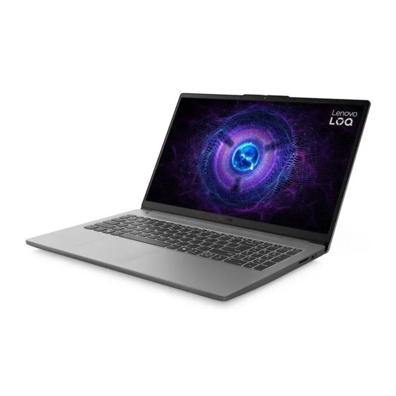 Laptop Lenovo LOQ 15IAX9E Core i5 RTX 3050 512GB SSD gris frontal oblicuo