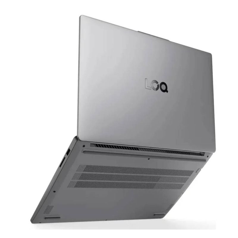 Laptop Lenovo LOQ 15IAX9E Core i5 RTX 3050 512GB SSD gris dorsal oblicuo