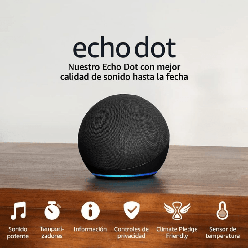Parlante Amazon Echo Dot quinta generación Alexa negro mejoras