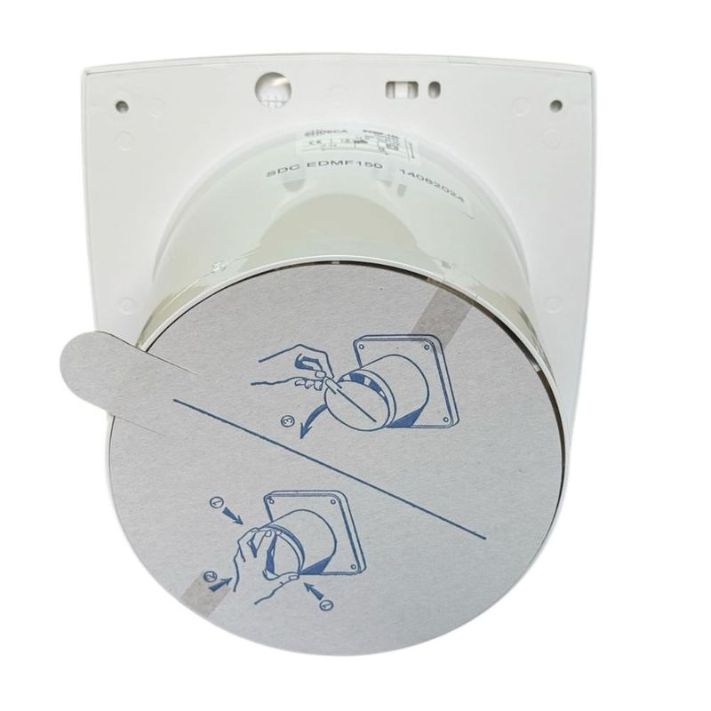 Extractor axial para baño Sodeca EDMF-150 7 m2 blanco dorsal