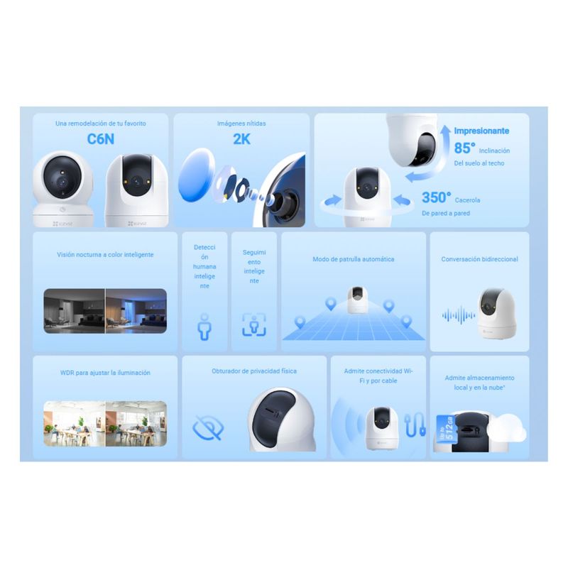 Camara EZVIZ C6N G1 2K WiFi con microSD de 64 GB beneficios
