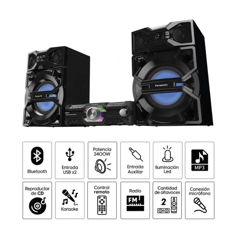 Equipo de sonido Panasonic SC-MAX3600 Bluetooth USB FM negro especificaciones