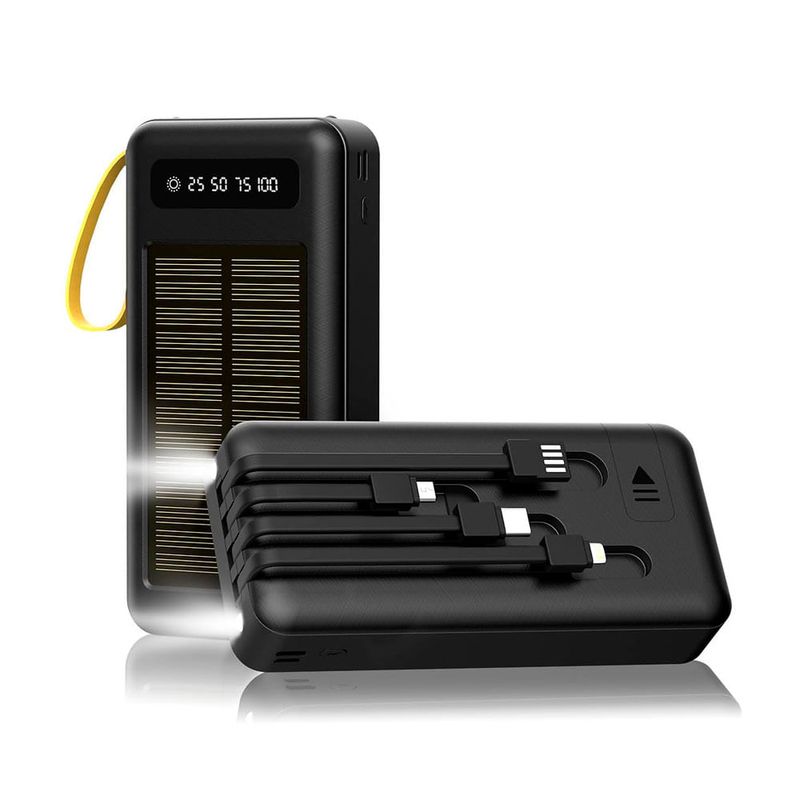 Power bank Bossney 20000 mAh solar con carga rápida FRONTAL