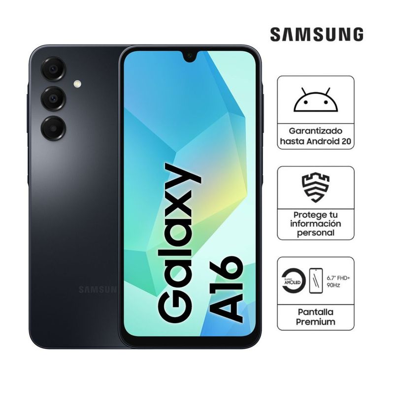Samsung Galaxy A16 4G 128 GB 4 GB RAM AMOLED negro detalles