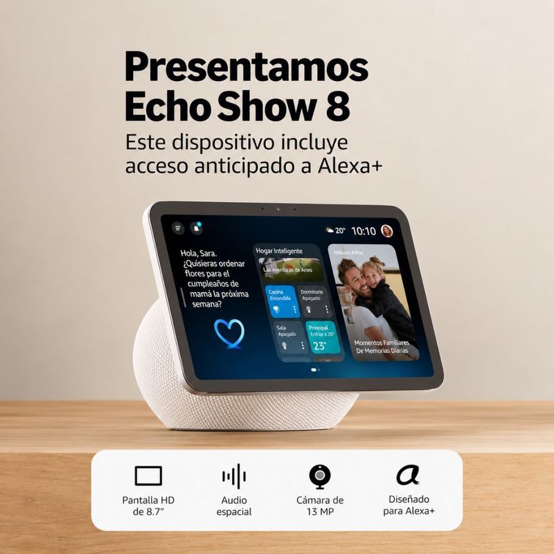 Amazon Echo Show 8 4ta Gen 8.7 Alexa audio espacial blanco características