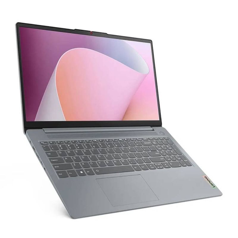Laptop Lenovo IdeaPad Slim Ryzen 5 8GB RAM 512GB SSD gris frontal oblicuo