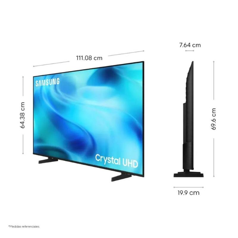 Smart TV Samsung 50" Crystal UHD 4K Tizen negro medidas