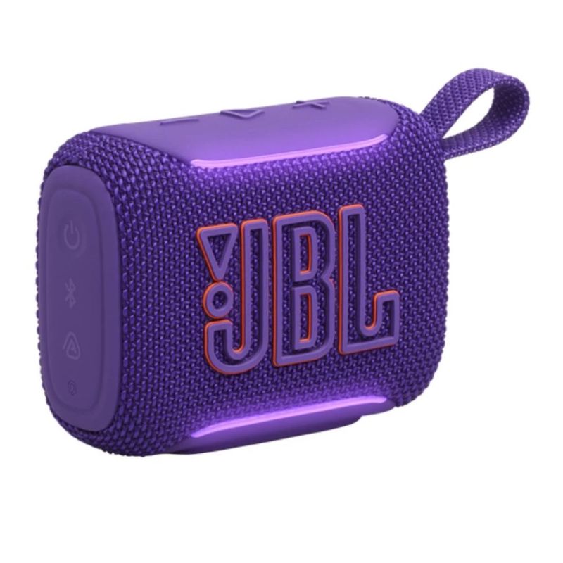 Parlante JBL GO 5 Bluetooth 6.0 4.8 W RMS IP68 púrpura frontal oblicuo