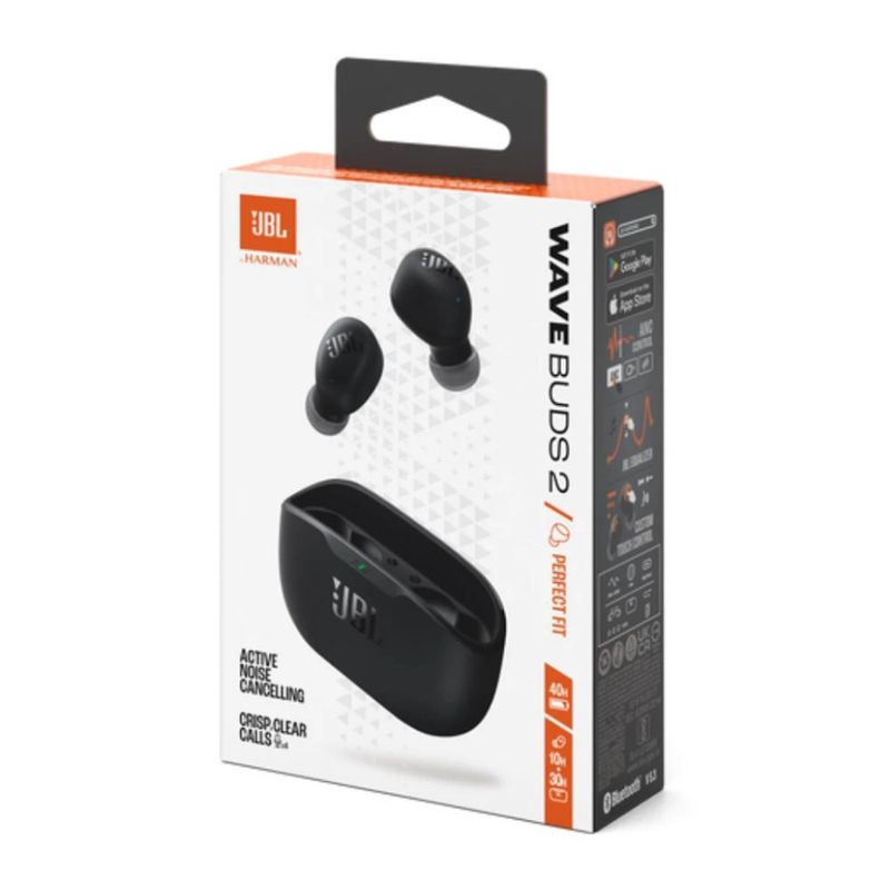 Audífonos JBL Wave Buds 2 in ear Bluetooth 5.3 ANC negro caja