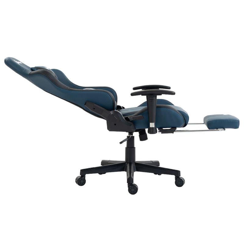 Silla gamer Dreizt Apolo reclinable con reposapiés, azul lateral inclinación