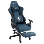 Silla gamer Dreizt Apolo reclinable con reposapiés, azul diagonal
