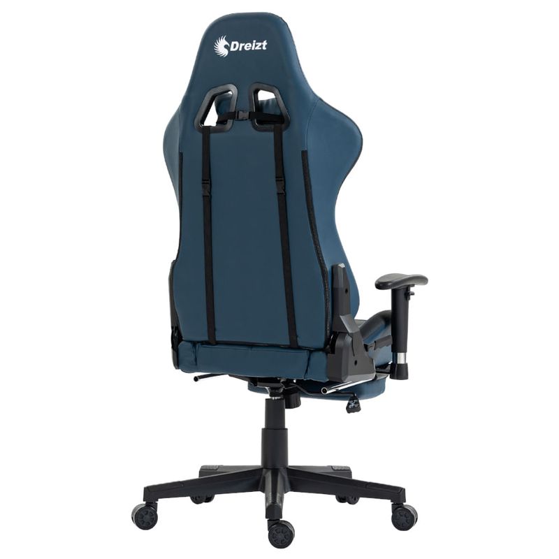 Silla gamer Dreizt Apolo reclinable con reposapiés, azul dorsal oblicuo