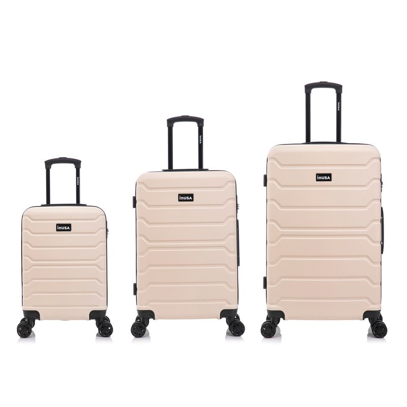 Set de 3 maletas de viaje InUSA Trend, 10, 15 y 23 kg, arena frontal