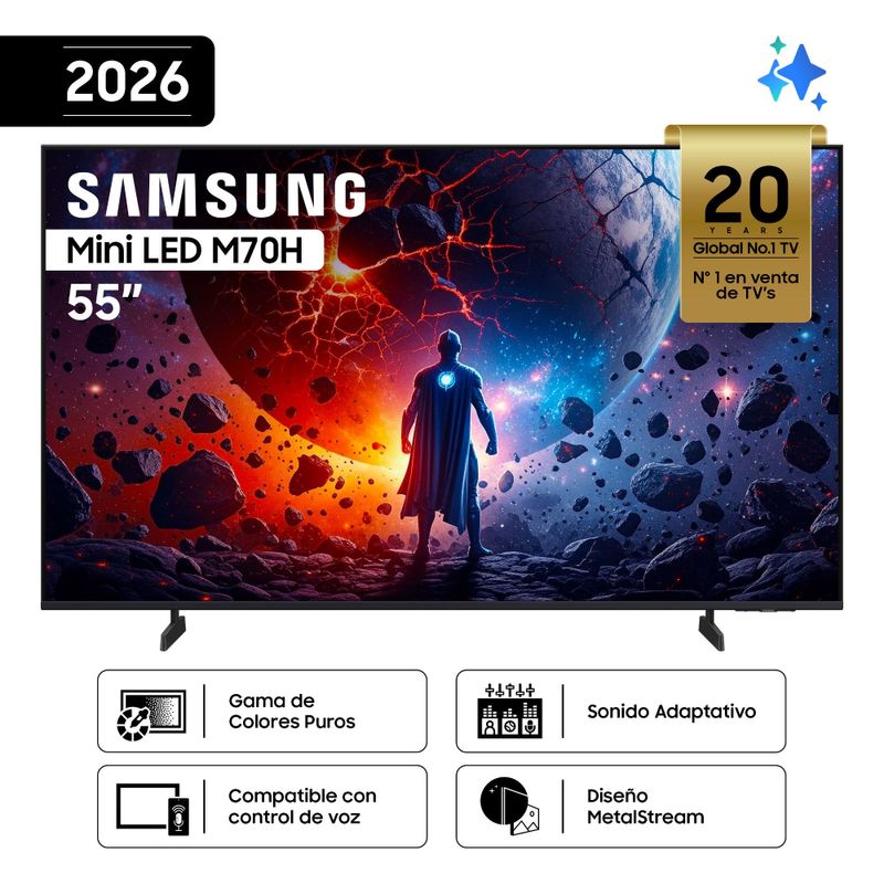 Smart TV Samsung 55 pulgadas MiniLED M70H 2026 especificaciones
