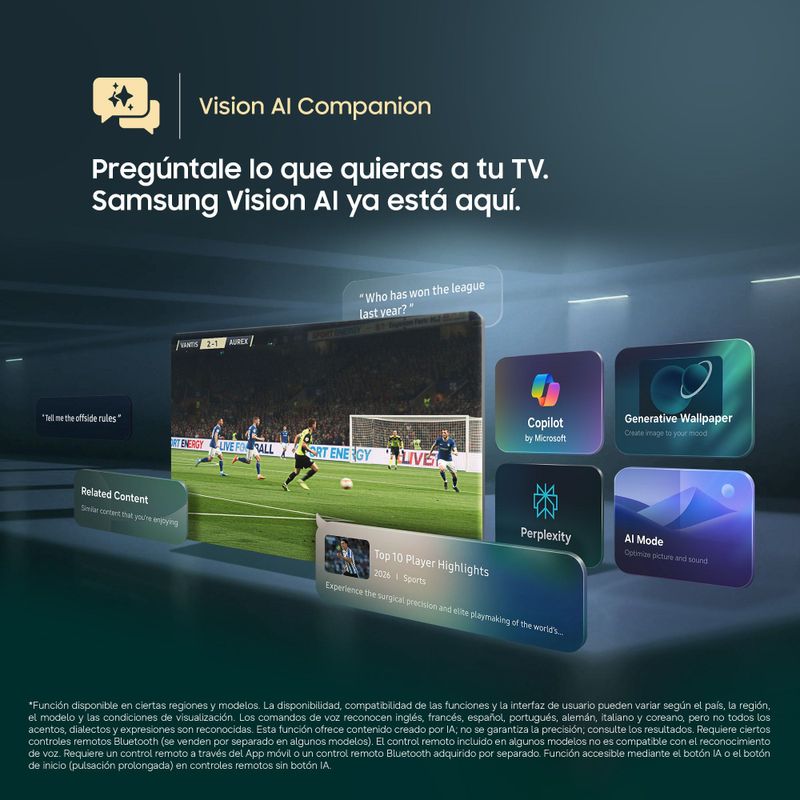 Smart TV Samsung 75 pulgadas 4K MiniLED M70H 2026 vision AI
