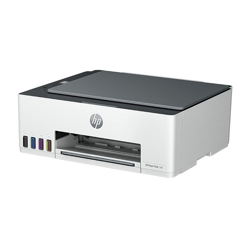 Impresora HP Smart Tank 580 Wi-Fi con tanques recargables frontal oblicuo