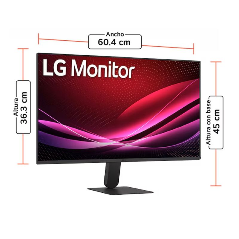 Monitor LG 27U411A-B 27" IPS FHD 120 Hz 5 ms HDMI DP frontal medidas