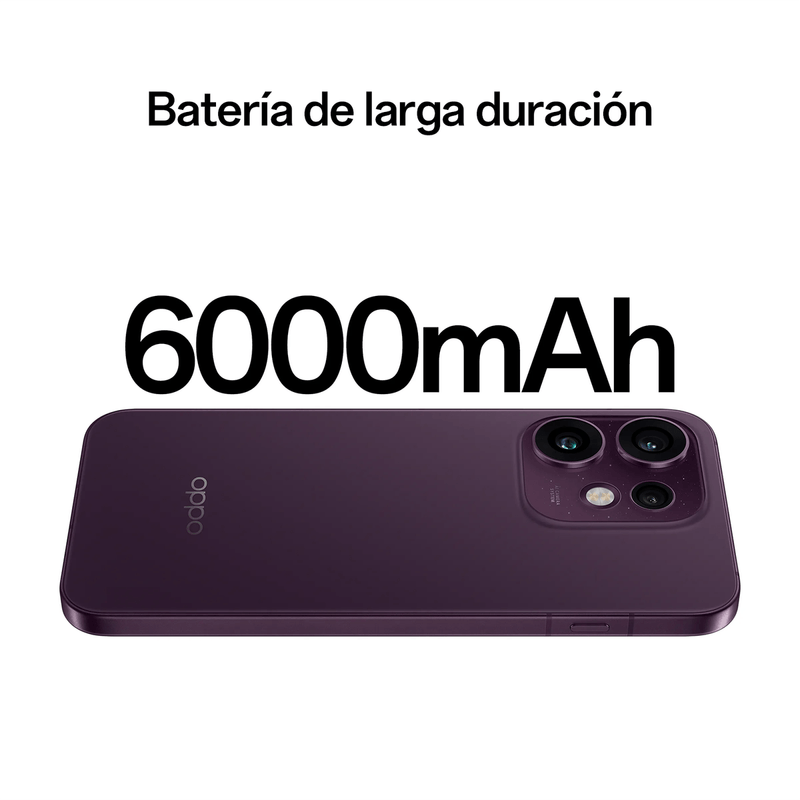 OPPO Reno16 5G: 256 GB y cámara frontal de 50 MP, morado lateral