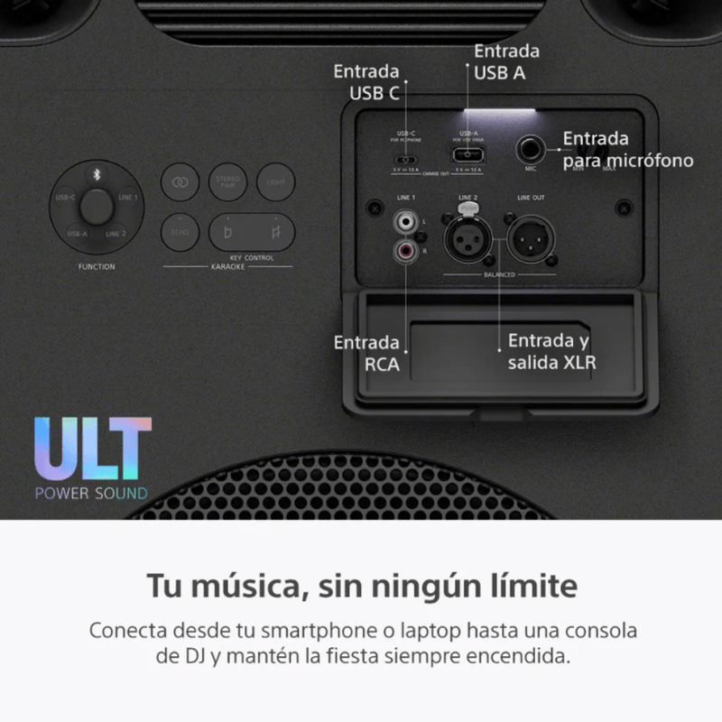 Parlante de torre Sony Ult Tower Max 2150 W Bluetooth 5.3 puertos