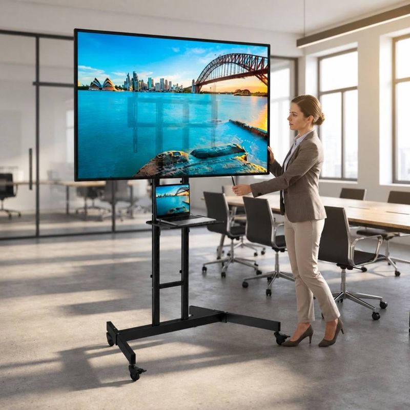 Rack Pedestal Expo Rack PED80 para TV 32" a 80" negro ambiente