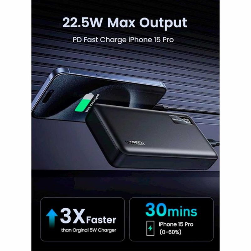 Batería externa Ugreen 20000 mAh con pantalla y carga 20 W carga