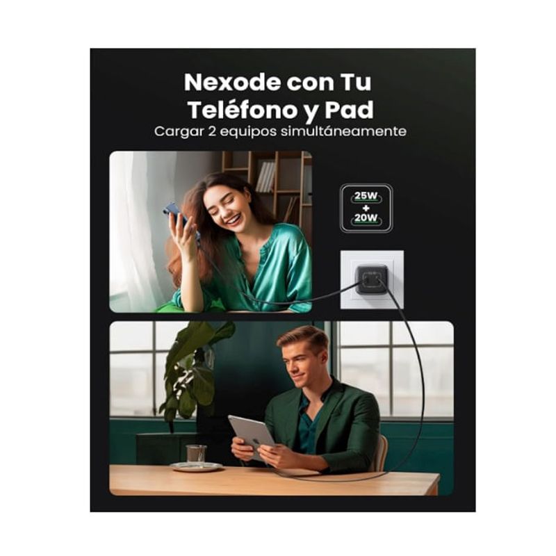 Cargador USB-C doble UGREEN 45 W para equipos compatibles características