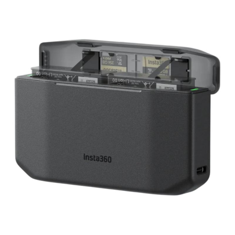 Caja de Carga Rápida Insta360 X6 para 2 Baterías negro frontal oblicuo