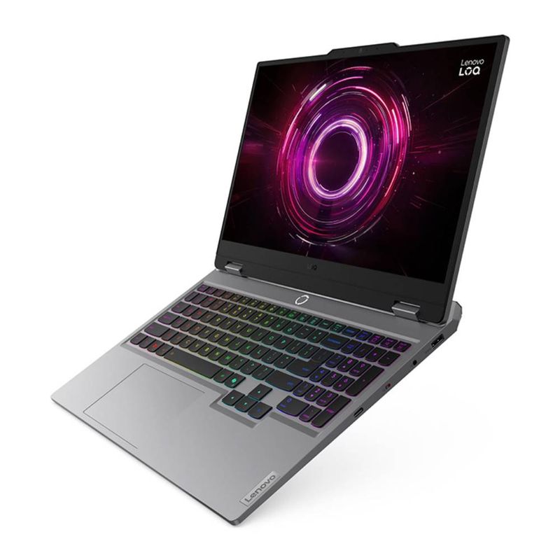 Laptop Lenovo LOQ 15AHP10 Ryzen 7 RTX 5050 16GB 512GB gris frontal oblicuo