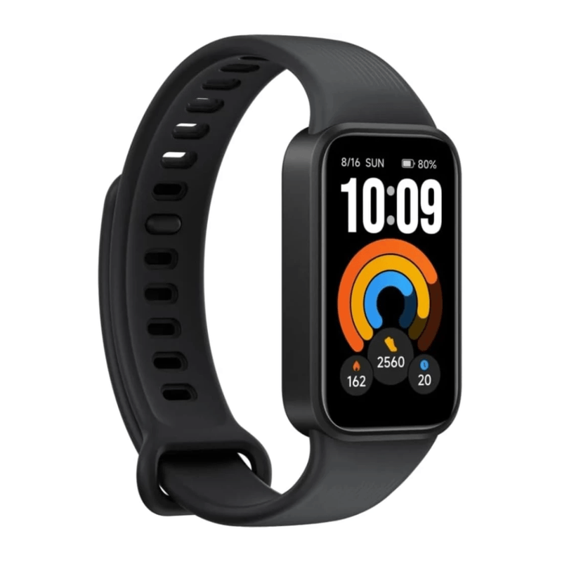 Audífonos Xiaomi Buds 6 Play y smart band celeste lateral