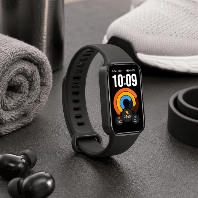 Audífonos Redmi Buds 6 Play y xiaomi Smart Band 11 Active rosado uso