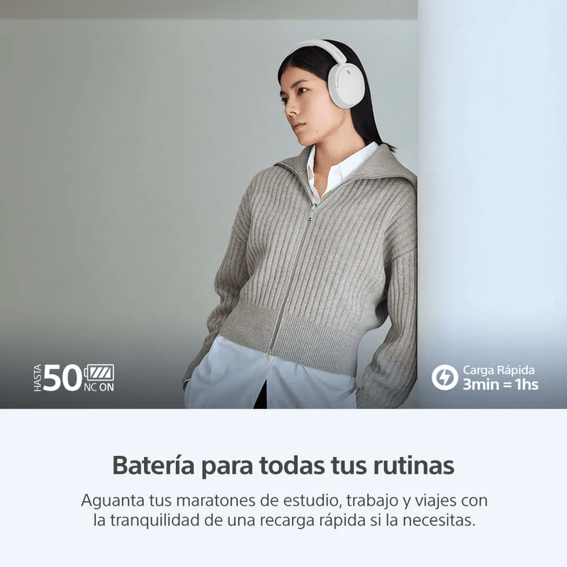 Audífonos Sony WH-CH730N ANC hasta 75 horas blanco gran batería