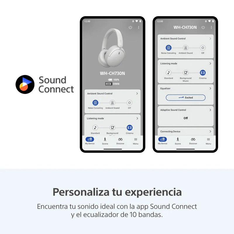 Audífonos Sony WH-CH730N ANC hasta 75 horas blanco sound connect