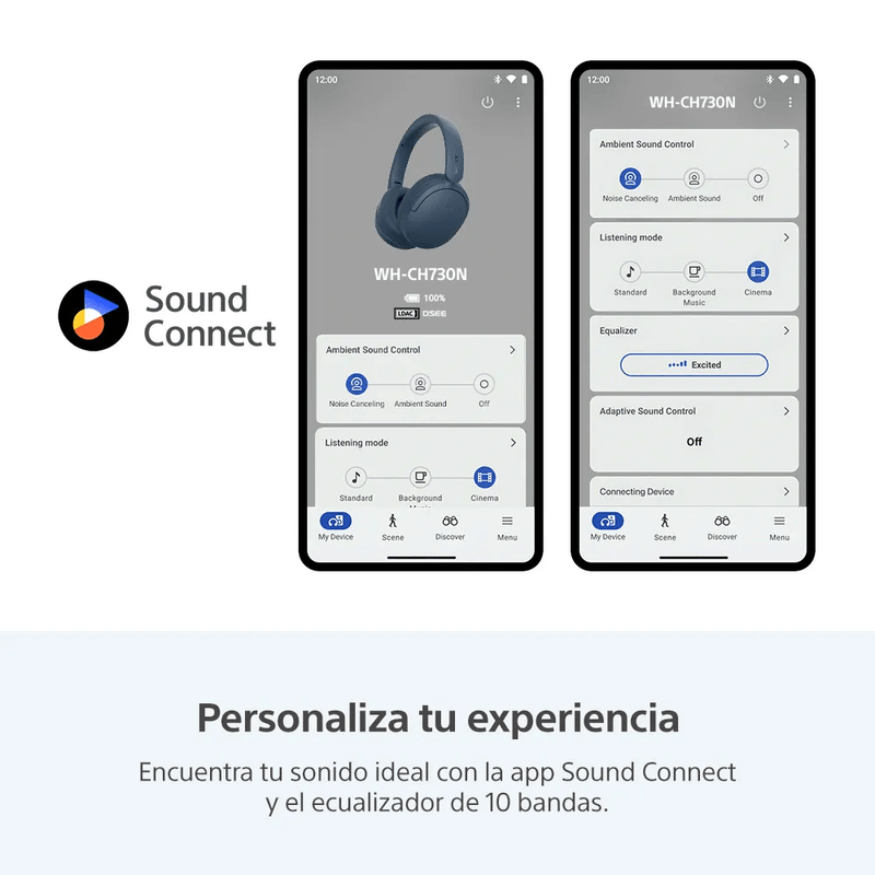 Audífonos Sony WH-CH730N cancelación de ruido azul sound connect