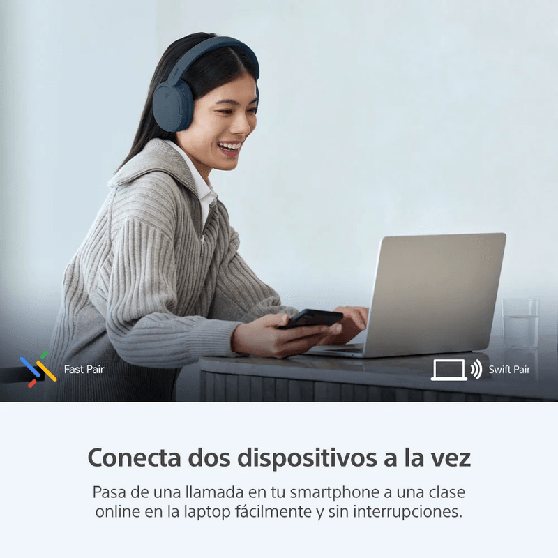Audífonos Sony WH-CH730N cancelación de ruido azul fast pair
