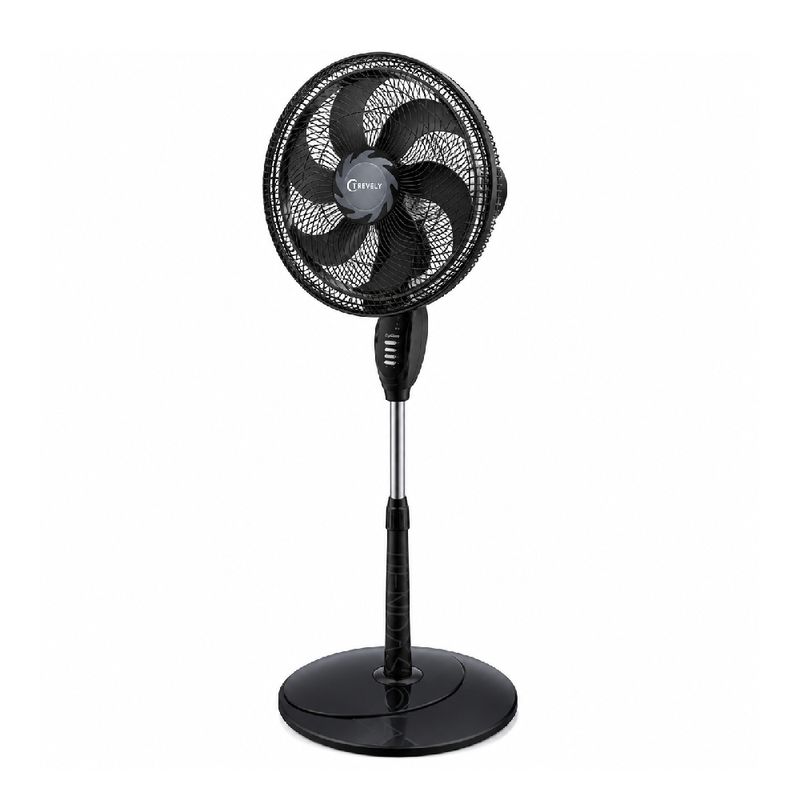 Ventilador Trevely 18": pedestal, pared y mesa frontal oblicuo