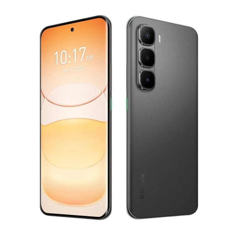 Celular Infinix Hot 60 Pro Plus 256GB 8GB AMOLED negro frontal y dorsal oblicuo