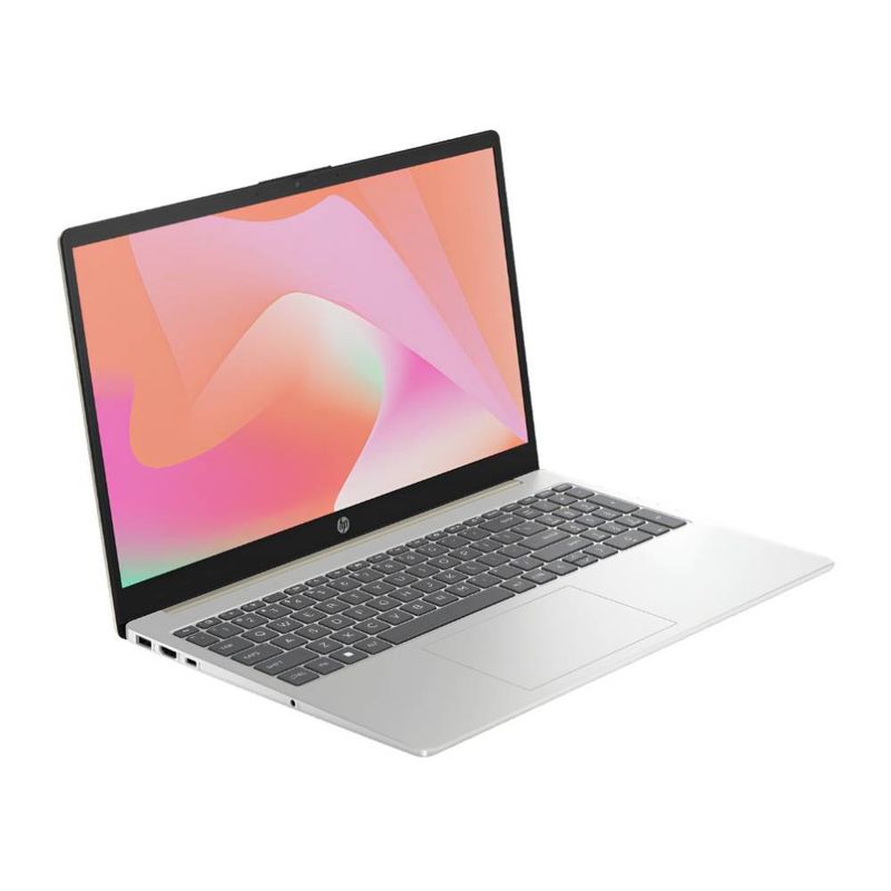 Laptop HP 15-fd1357la Core 5 120U 8GB 512GB FHD Plata frontal oblicuo