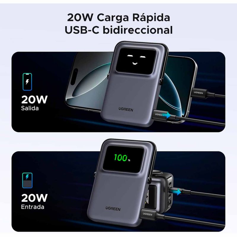 Power bank magnético Ugreen con soporte plegable