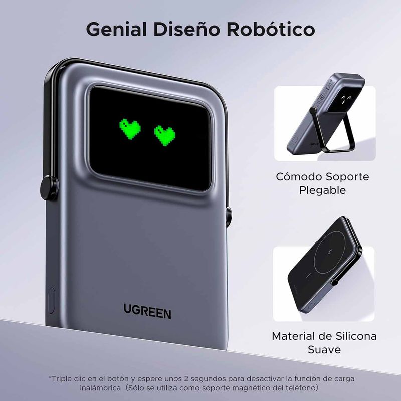 Power bank magnético Ugreen con soporte plegable carga rápida
