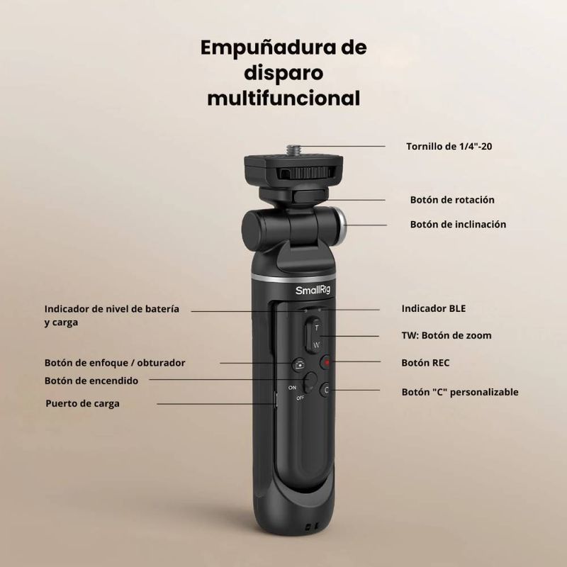 Grip inalámbrico SmallRig SR-RG2 4551 Bluetooth 3 en 1 negro partes