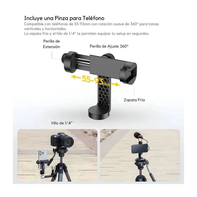 Trípode Ulanzi Ombra XIANG II T154 máx. 157cm negro azul claro pinza para teléfono