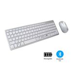 Teclado y mouse inalámbrico Kreed Bluetooth recargable blanco y plata especificaciones