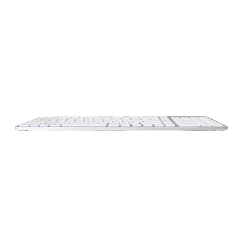 Teclado inalámbrico Kreed Bluetooth recargable blanco y plata lateral