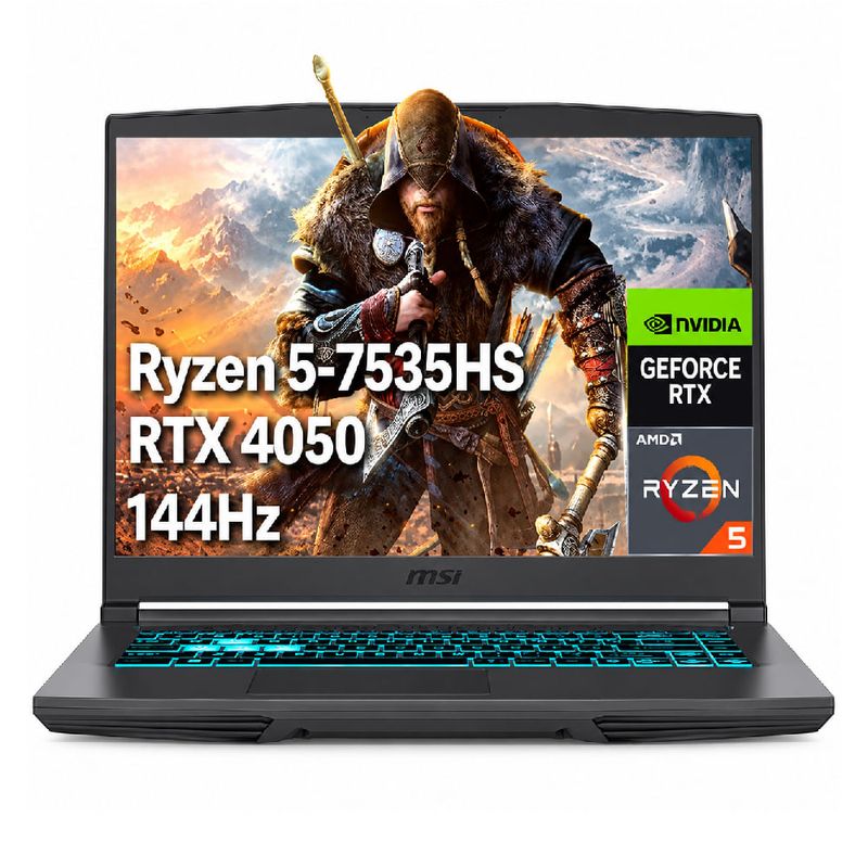 MSI Thin A15: laptop RTX 4050 con pantalla de 144 Hz frontal